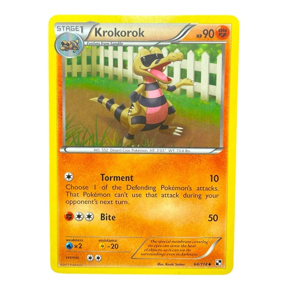 krokorok 64/114 black & white base set pokemon card - Picture 1 of 4